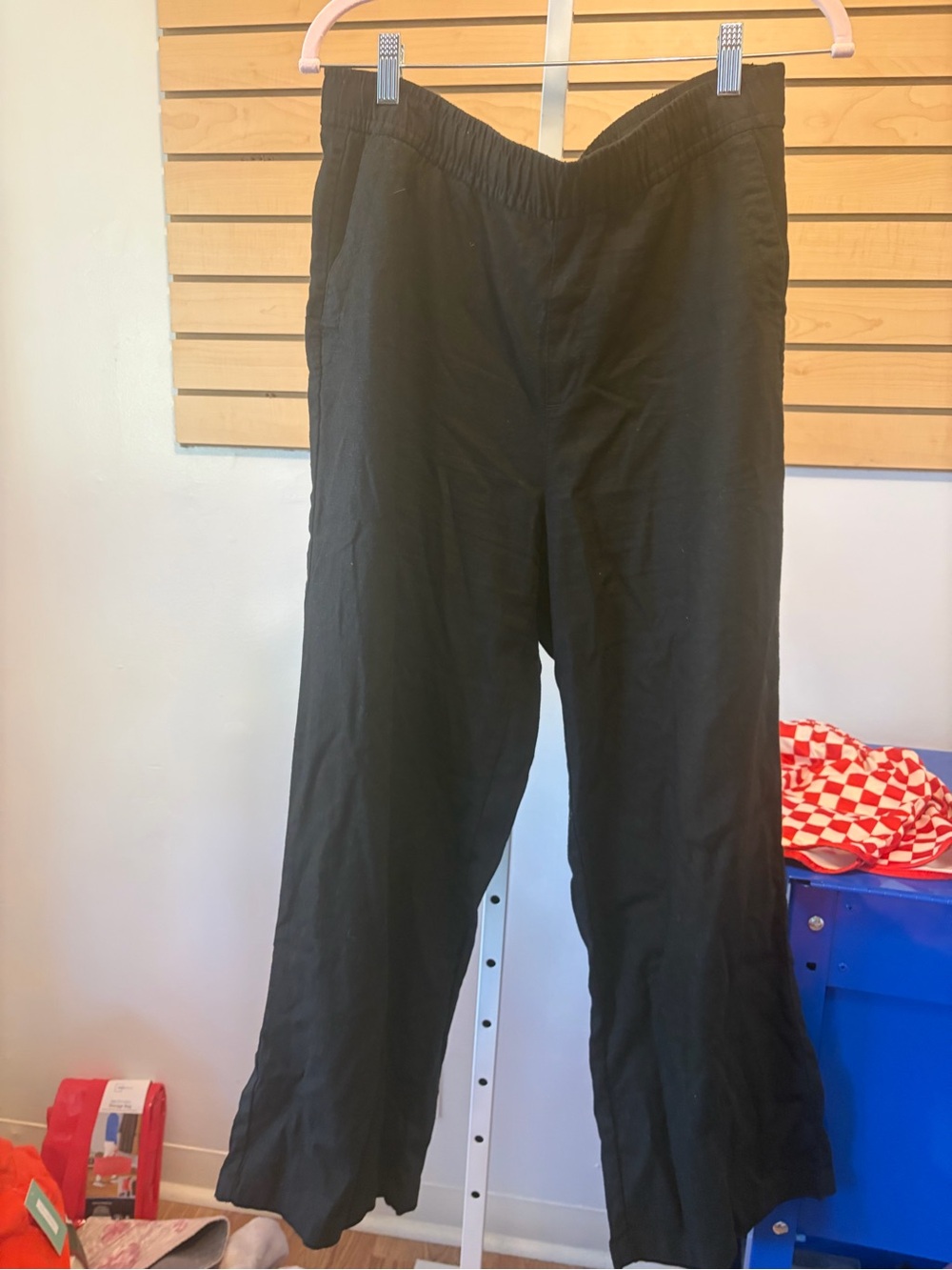 Old Navy Black Elastic Waist Wide-Leg Chinos